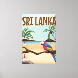 Lienzo Cartel de viaje vintage de la playa de Sri Lanka