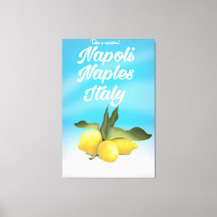 Lienzo Cartel de viaje vintage de limones de Nápoles, Náp