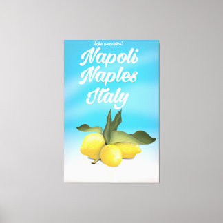 Lienzo Cartel de viaje vintage de limones de Nápoles, Náp