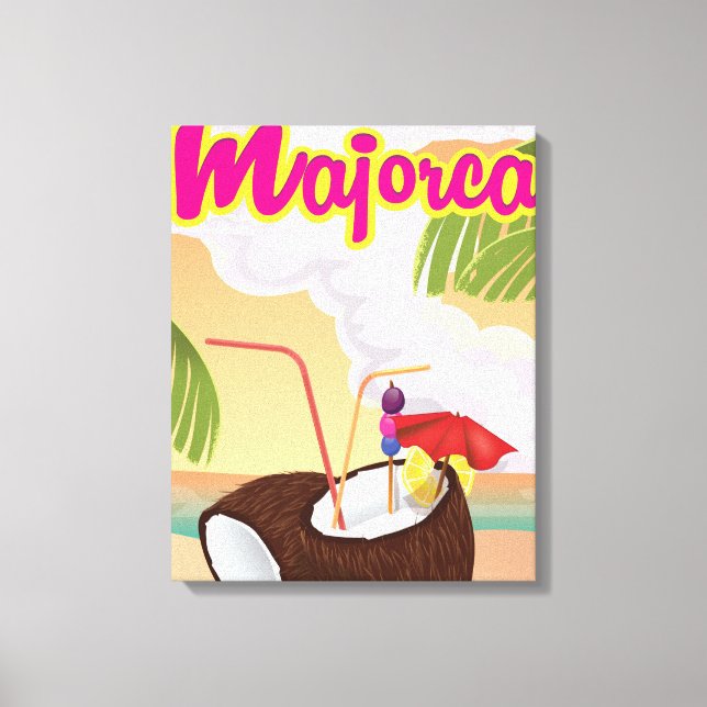 Lienzo cartel de viaje vintage de mallorca. (Anverso)
