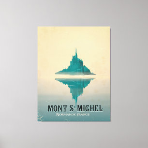 Lienzo cartel de viaje vintage de mont st michel