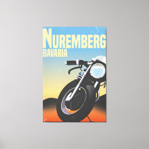 Lienzo Cartel de viaje vintage de motocicleta de Nurember