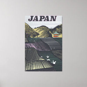 Lienzo Cartel de viaje vintage de paisaje de Japón