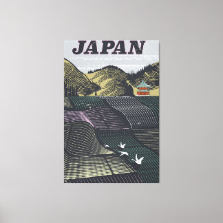 Lienzo Cartel de viaje vintage de paisaje de Japón