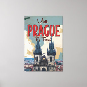 Lienzo Cartel de viaje vintage de Praga, República Checa