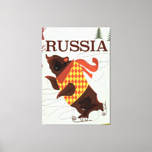 Lienzo Cartel de viaje vintage de Rusia oso