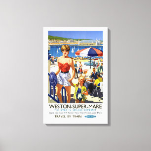 Lienzo Cartel de viaje vintage de Weston Super Mare Ingla