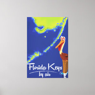 Lienzo Cartel de viaje vintage del pelícano de Florida Ke