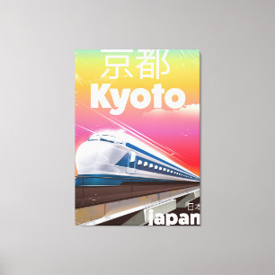 Lienzo cartel de viaje vintage del tren bala de kioto Jap