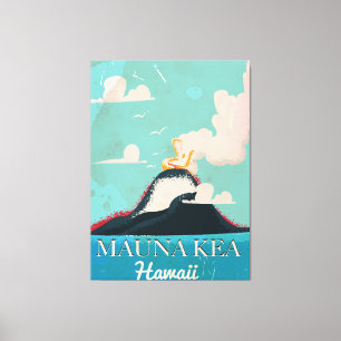 Lienzo cartel de viaje vintage del volcán mauna kea Hawai