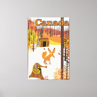 Lienzo Cartel de viaje vintage estilo Canadá de zorro
