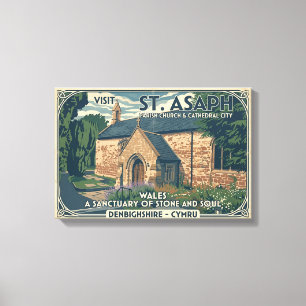 Lienzo Cartel de viaje vintage St Asaph Gales - Gales