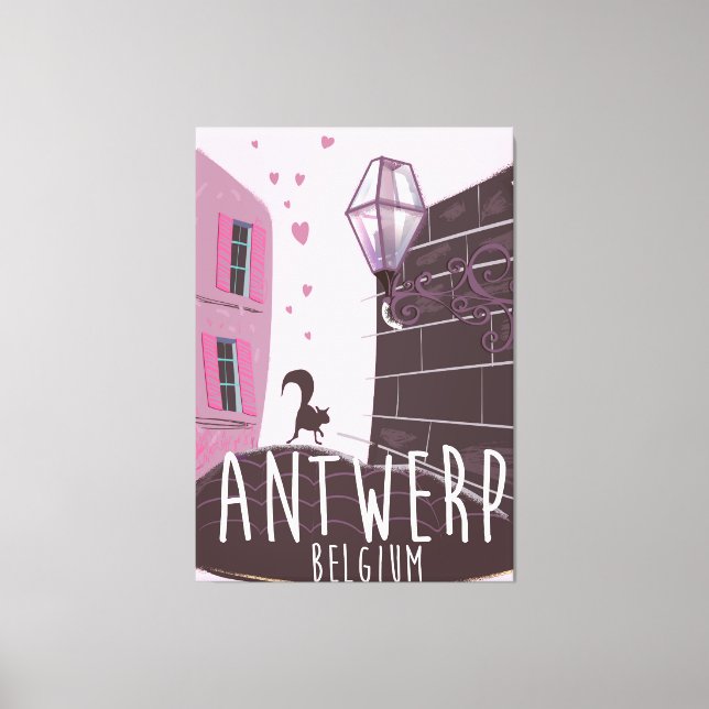 Lienzo Cartel de viajes de Amberes, Bélgica (Anverso)