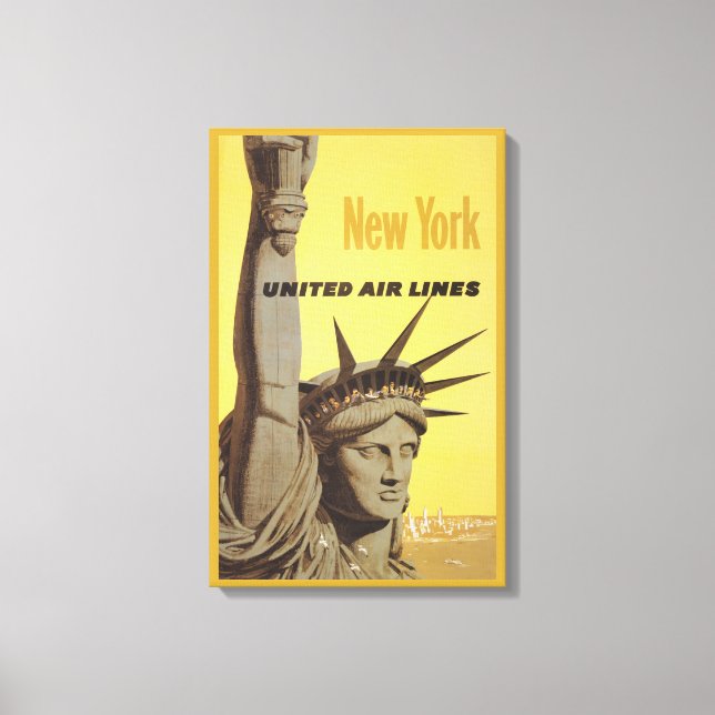 Lienzo Cartel De Viajes Para Nueva York, United Air Lines (Anverso)