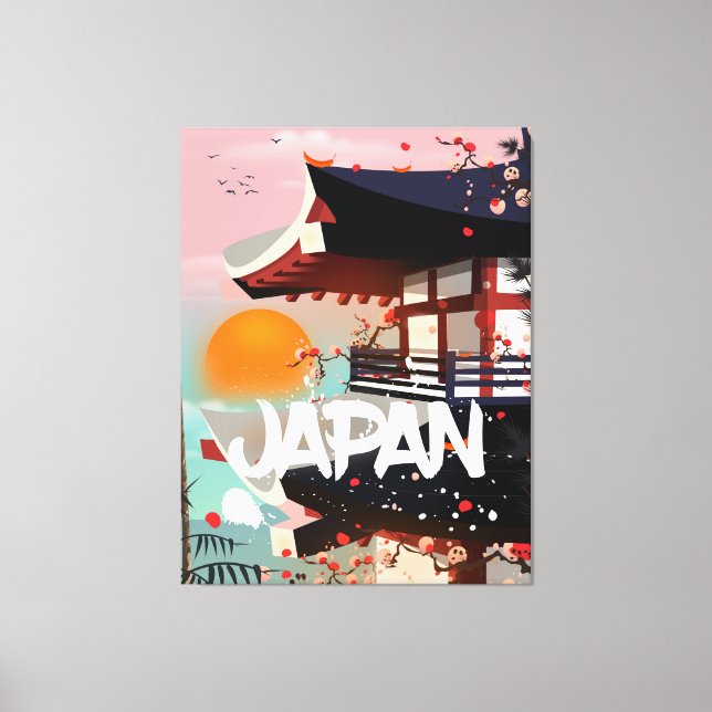 Lienzo Cartel del edificio de Japón al atardecer (Anverso)