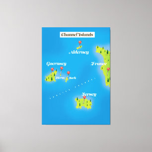 Lienzo Cartel del mapa de las Islas del Canal.