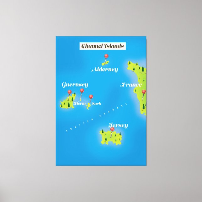 Lienzo Cartel del mapa de las Islas del Canal. (Anverso)
