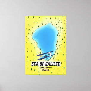 Lienzo Cartel del mapa del Mar de Galilea Israel