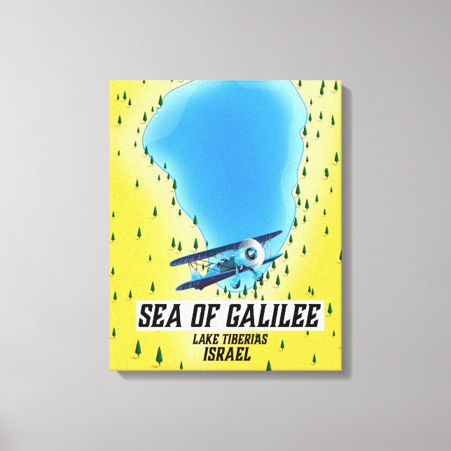Lienzo Cartel del mapa del Mar de Galilea Israel (Anverso)