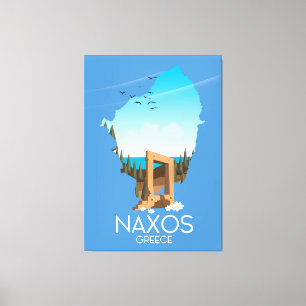 Lienzo Cartel griego del viaje del mapa de Naxos