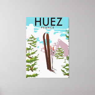 Lienzo Cartel retro de esquí de Huez Francia