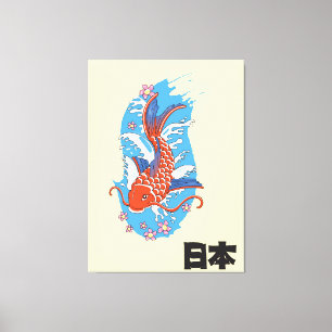 Lienzo Cartel vintage de pez Koi de Japón