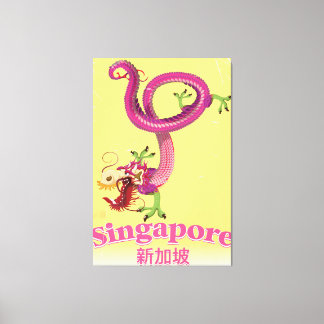 Lienzo Cartel vintage de vacaciones del Dragón de Singapu