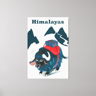 Lienzo Cartel vintage de viaje al Himalaya