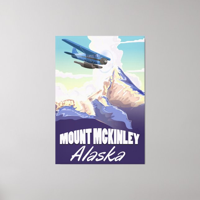 Lienzo Cartel vintage de viaje al Monte McKinley (Anverso)