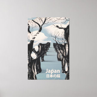 Lienzo Cartel vintage de viaje de flor de cerezo de Japón