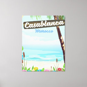 Lienzo Cartel vintage romántico de Casablanca Marruecos