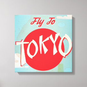 Lienzo Carteles de viaje antiguos de Tokio, Japón