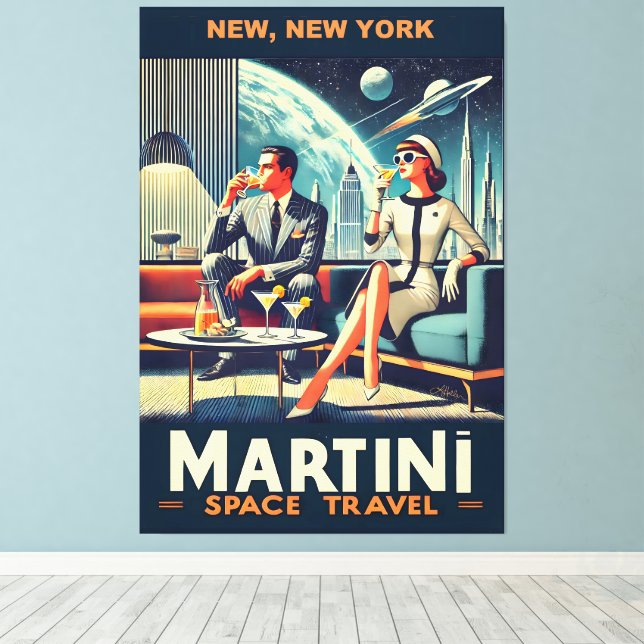 Lienzo Carteles de viaje espacial Martini New York (Insitu (piso de madera))