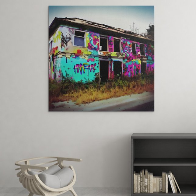 Lienzo Casa Abandonada con Grafitis Coloridos (Subido por el creador)