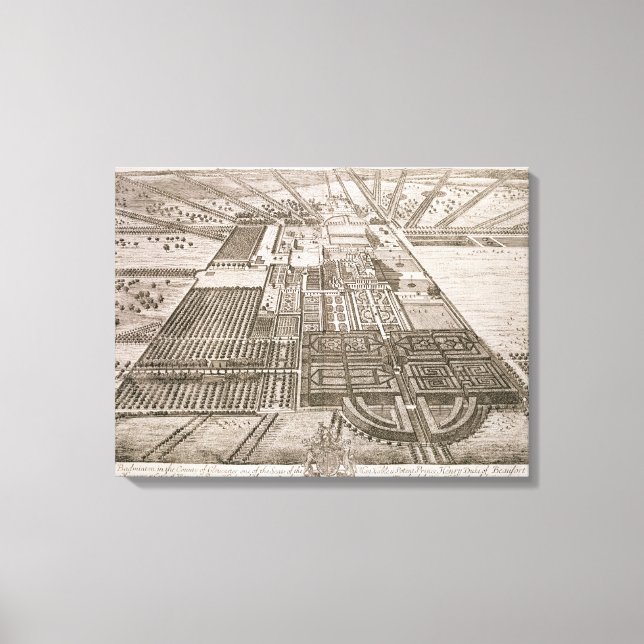 Lienzo Casa Badminton en el condado de Gloucester, engra (Anverso)