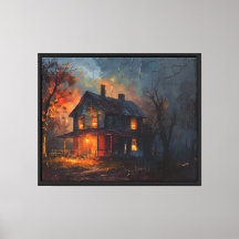 Casa de campo atormentada en la pintura al petróle