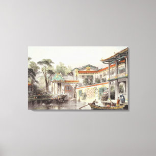 Lienzo Casa de Conseequa, comerciante chino, en el