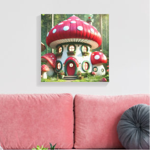 Lienzo Casa de hongos encantadora - Cuento de hadas