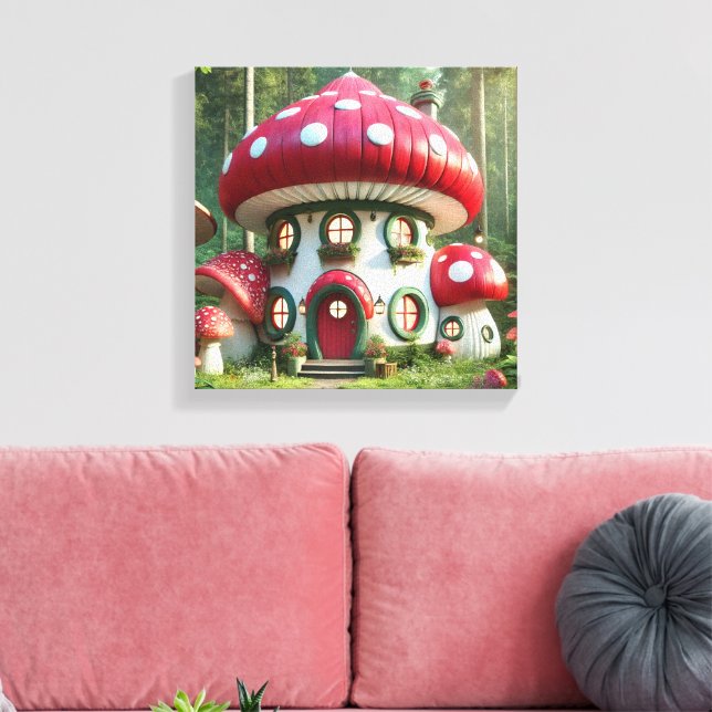Lienzo Casa de hongos encantadora - Cuento de hadas (Insitu (Sala de estar))
