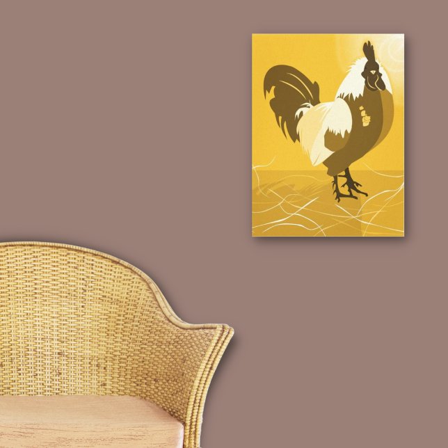 Lienzo Casa de la familia de animales de la campiña de av (Rooster Bird Country Animal Yellow Family Home Canvas Print)