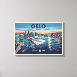 Lienzo Casa de Ópera de Oslo Cartel de Viaje Vintage - No
