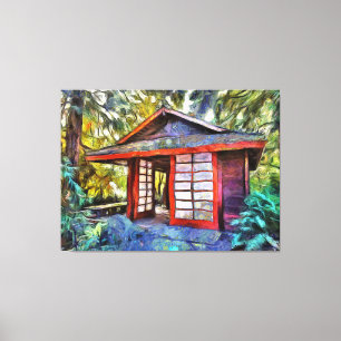 Lienzo Casa de té japonesa en el bosque