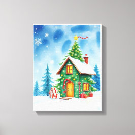 Lienzo Casa del Árbol de Navidad