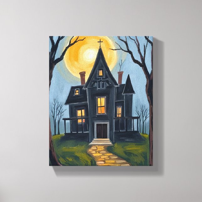 Lienzo Casa Embrujada | Halloween Espeluznante  (Anverso)