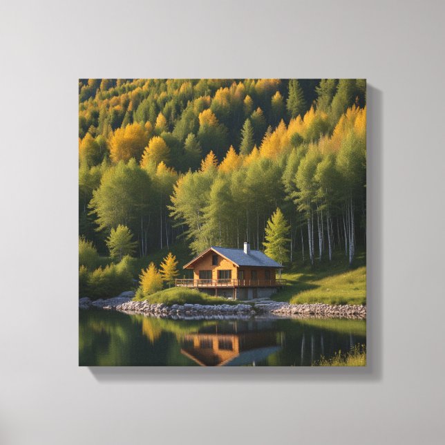 Lienzo Casa en el bosque Birch (Anverso)