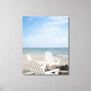 Lienzo casa frente al mar con las sillas del adirondack y