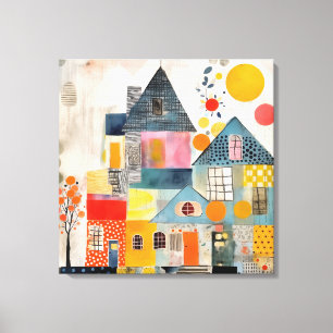 Lienzo Casa hecha de un collage de piezas y texturas