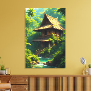 Lienzo Casa junto al río - Una casa junto al río