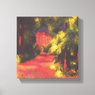 Lienzo Casa Roja en el parque por August Macke