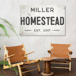 Lienzo Casa rural rústica moderna<br><div class="desc">Eleva tu espacio vital con nuestro exquisito Rótulo Stretched Canvas Wall Art Homestead, donde el encanto intemporal se une a la estética de una casa de campo moderna. Esta obra de arte combina sin esfuerzo la elegancia rústica con un aire industrial, con un fondo falso rayado y afligido de color...</div>